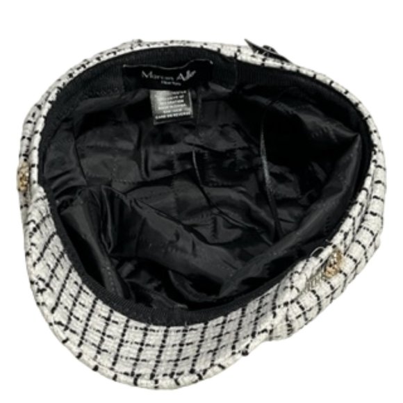 MARCUS ADLER White And Black Newsboy Style Cap With Rhinestone-Trimmed Rim NWT main image 12